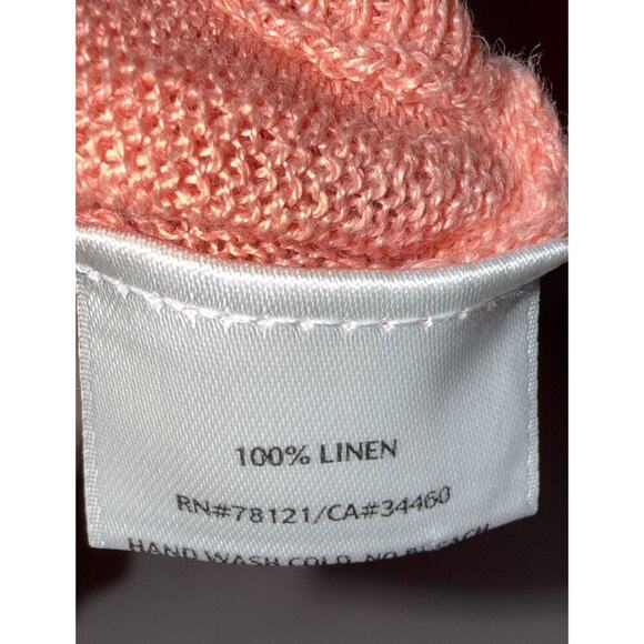 EILEEN FISHER Linen Blend Lightweight Sweater Coral Size M Boat Neck Relaxed Fit - Picture 3 of 7